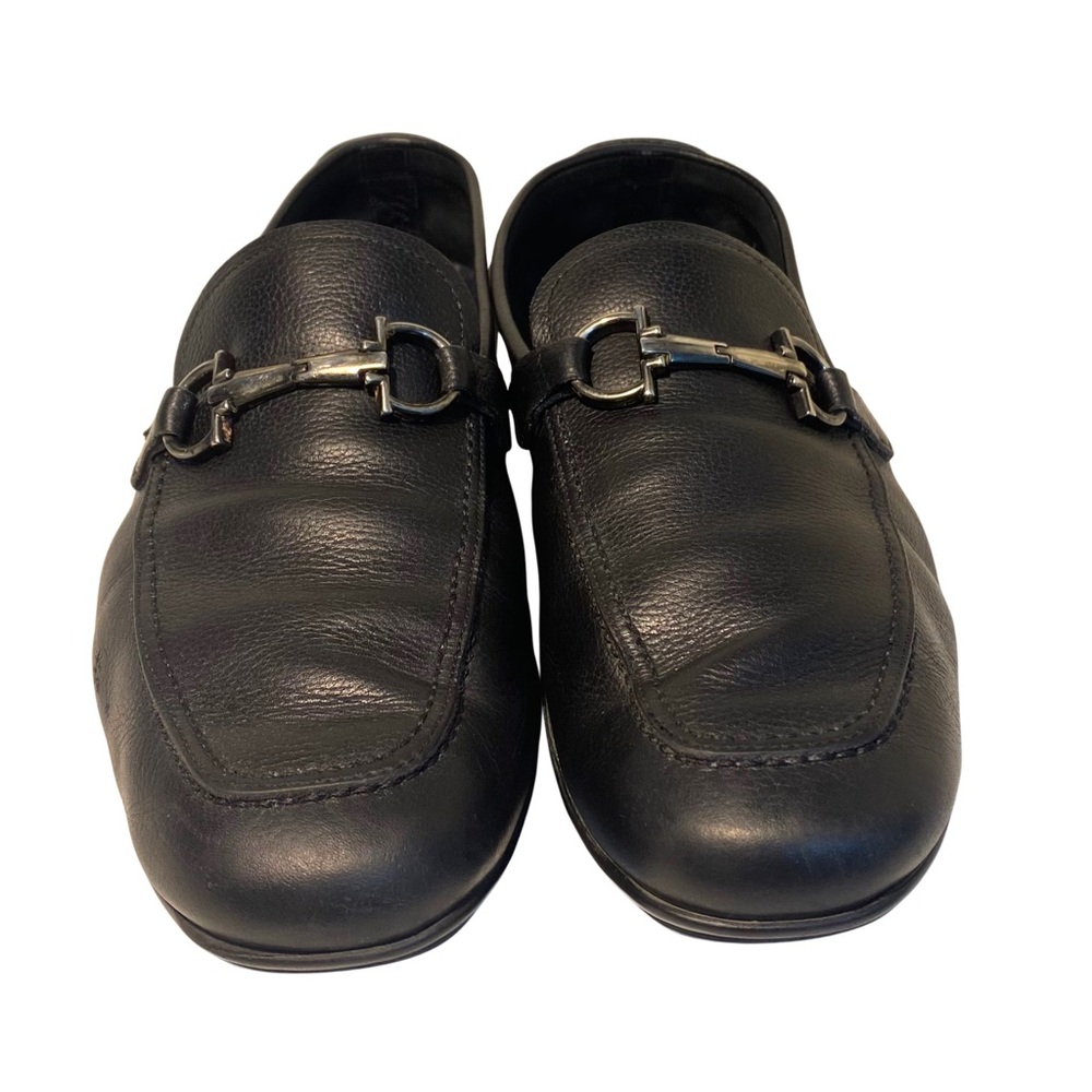 Salvatore Ferragamo | Black Leather Made in Italy 🇮🇹 Loafers with Metal Details
